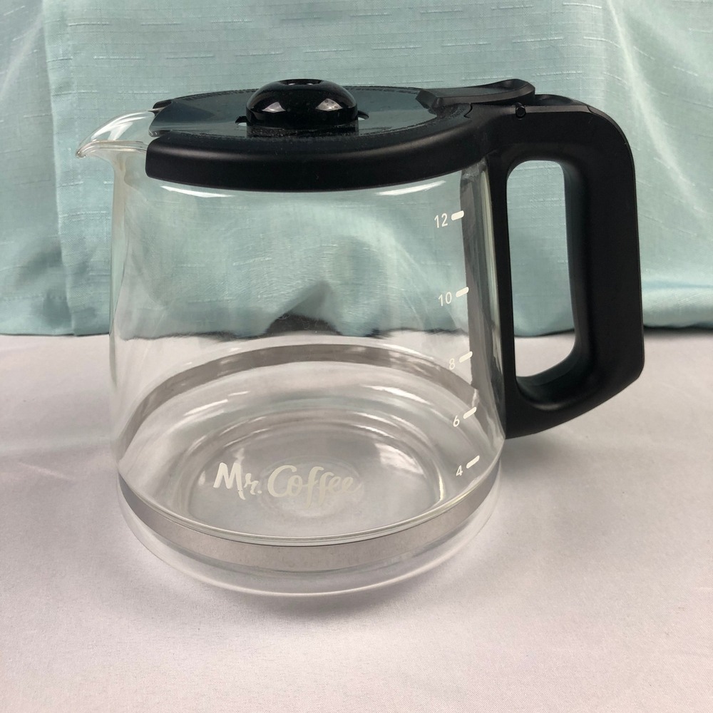 Mr. Coffee 12 Cup Replacement Glass Carafe Black Handle Lid Clear Glass Pot
